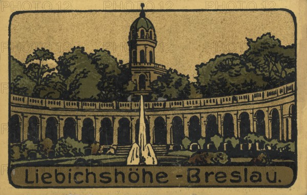 Historical postcard around 1900, Breslau, Liebichshöhe, today Wroclaw, Lower Silesia, Poland, reproduction of a postcard, historical