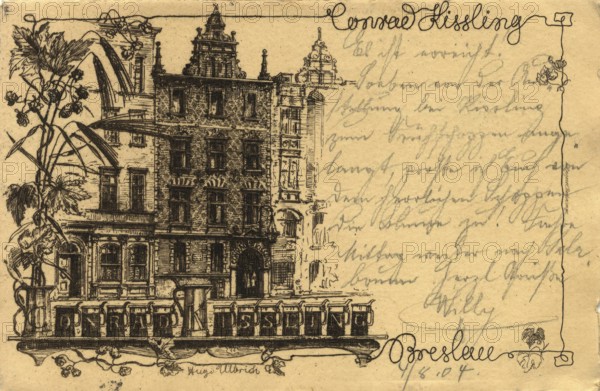 Historical postcard around 1900, Breslau, today Wroclaw in Lower Silesia, Poland, reproduction of a postcard, historical