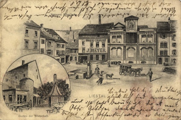 Historical postcard around 1900, Liestal, today Wroclaw, Lower Silesia, Poland, reproduction of a postcard, historical