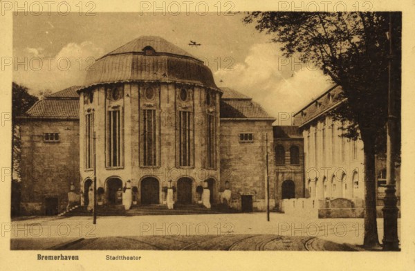 Historical postcard around 1900, Stadttheater von Bremerhaven, Germany, reproduction of a postcard, historical