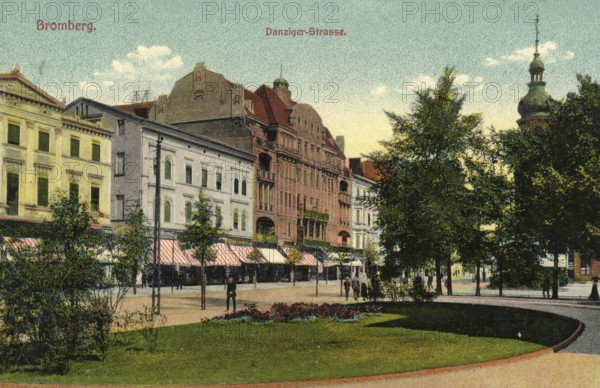 Historical postcard around 1900, Bromberg, today Bydgoszcz, in the Polish Kujawsko-Pomorskie Voivodeship, Poland, reproduction of a postcard, historical