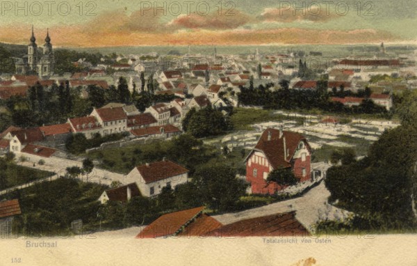 Historical postcard around 1900, Bruchsal, Baden-Württemberg, Germany, reproduction of a postcard, historical