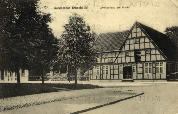 Historical postcard around 1900, Brunsbüttel, Schleswig-Holstein, Germany, reproduction of a postcard, historical