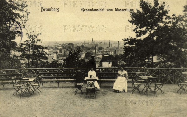 Historical postcard around 1900, Bromberg, view from the water tower, today Bydgoszcz, in the Polish Kujawsko-Pomorskie Voivodeship, Poland, reproduction of a postcard, historical