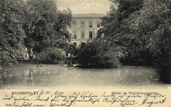 Historical postcard around 1900, Bromberg, in the Government Garden, today Bydgoszcz, in the Polish Kujawsko-Pomorskie Voivodeship, Poland, reproduction of a postcard, historical