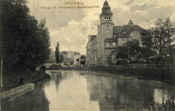 Historical postcard around 1900, Bromberg, Royal Prussian School of Crafts, today Bydgoszcz, in the Polish Kujawsko-Pomorskie Voivodeship, Poland, reproduction of a postcard, historical