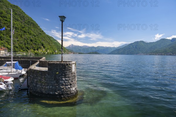 Harbour wall on Lake Como, Argegno, Lombardy, Italy