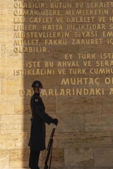 Ankara, Turkey. November 24th 2020 Turkish military guard wearing protective facemask due to the Covid-19 pandemic at the Anitkabir, memorial to Mustafa Kemal Ataturk, Ankara