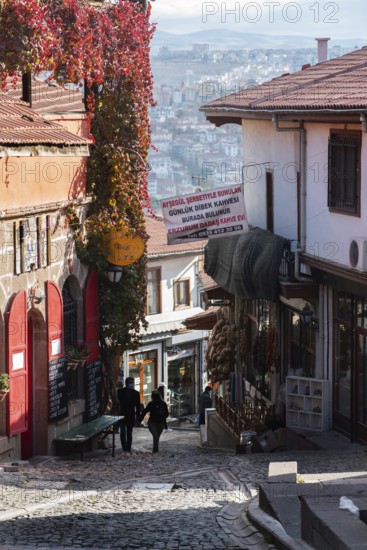 Ankara, Turkey. November 25th 2020 The cobbled old streets of the old town inside Ankara Castle, Turkey