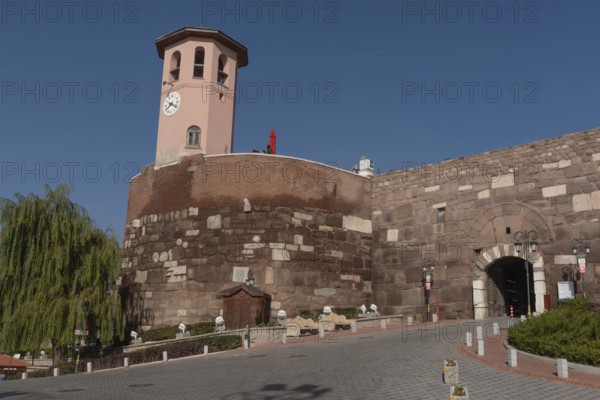 Ankara, Turkey. November 17th 2020 The clock tower and main gate to Ankara Castle in the Turkish Capital
