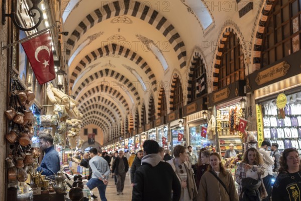 Istanbul, Turkey 8th January 2025 Tourists shopping inside the Istanbul Spice Bazaar otherwise known as the Egyptian Bazaar, a popular tourist market in Istanbul, Turkey