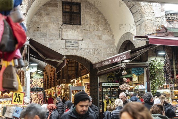 Istanbul, Turkey 8th January 2025 Entrance gate to the Istanbul Spice Bazaar, otherwise known as the Egyptian Bazaar is one of the largest historical covered markets in Istanbul, second only to the famous Grand Bazaar