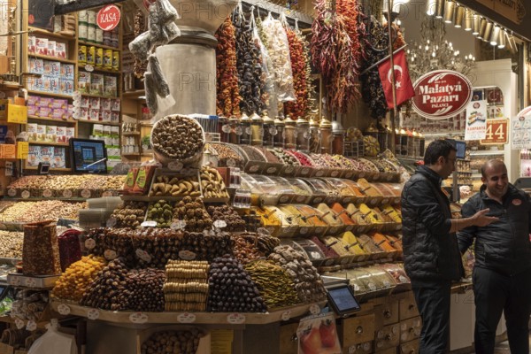 Istanbul, Turkey 8th January 2025 Dried fruit and spice for sale inside the Istanbul Spice Bazaar otherwise known as Egyptian Bazaar, Turkey
