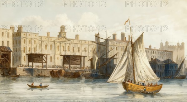 The customs port of London, England, 18th century