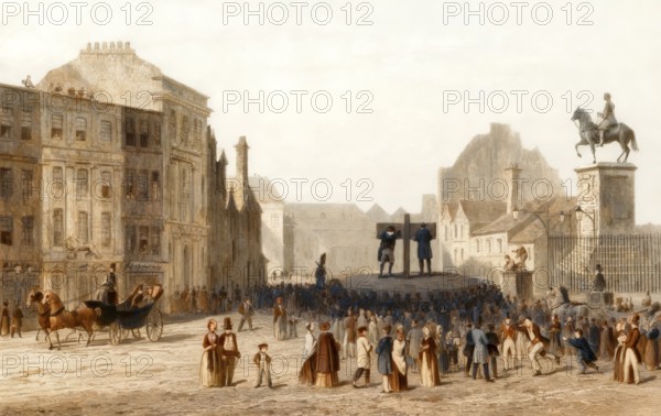 The Pillory and the statue of Charles I, Charing Cross, London, England, 18th century