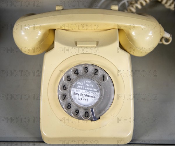Vintage GPO 746 rotary dial telephone, classic piece of British telecommunications history introduced 1967, UK