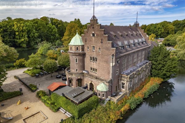 The Wasserschloss Haus Wittringen in Gladbeck seen from the air, Ruhr area, North Rhine-Westphalia, Germany