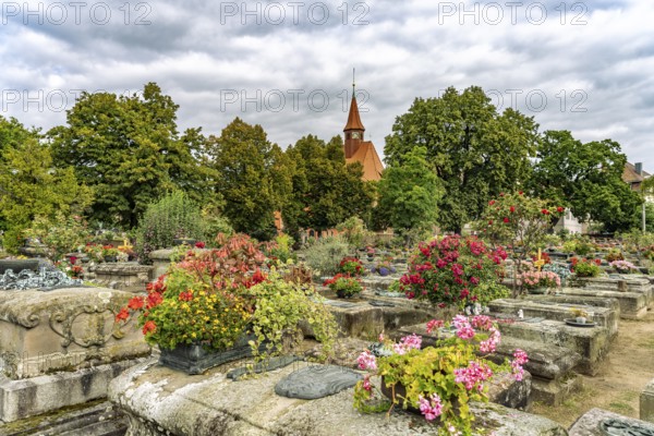 The medieval St. John's Cemetery and St. John's Church in Nuremberg, Bavaria, Germany