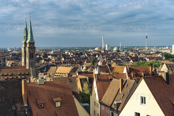 View over the rooftops of the old town and St. Sebaldus Church in Nuremberg, Bavaria, Germany