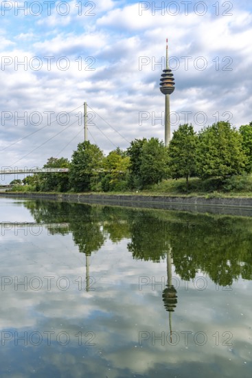 The Nuremberg Telecommunication Tower and the Main-Danube Canal in Nuremberg, Bavaria, Germany
