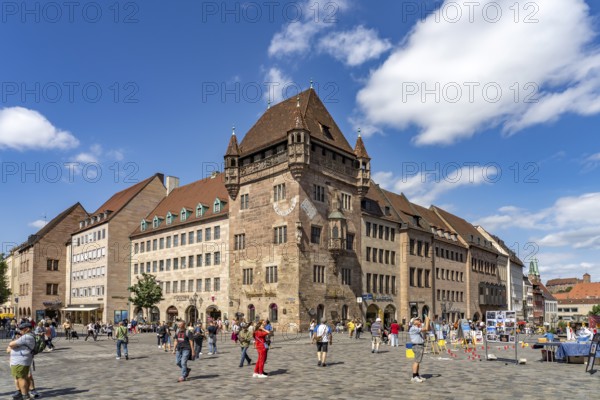 The Nassau House or Schlüsselfelder Foundation House, medieval residential tower in the old town, Nuremberg, Bavaria, Germany