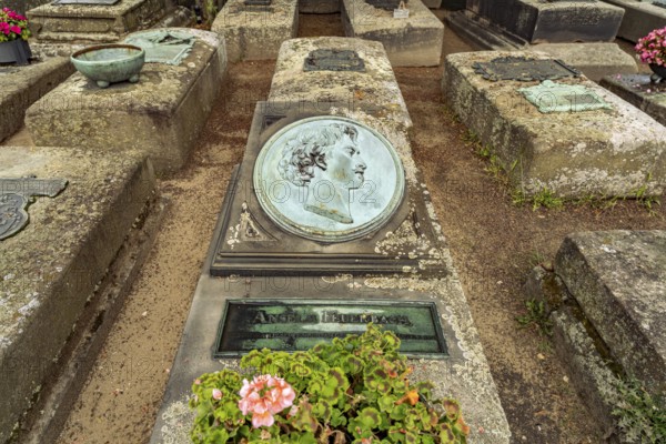 Grave of painter Anselm Feuerbach at the medieval St. John's Cemetery and St. John's Church in Nuremberg, Bavaria, Germany