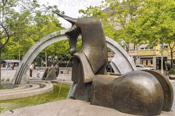 Unicorn of Paradise Fountain in Fürth, Middle Franconia, Bavaria, Germany