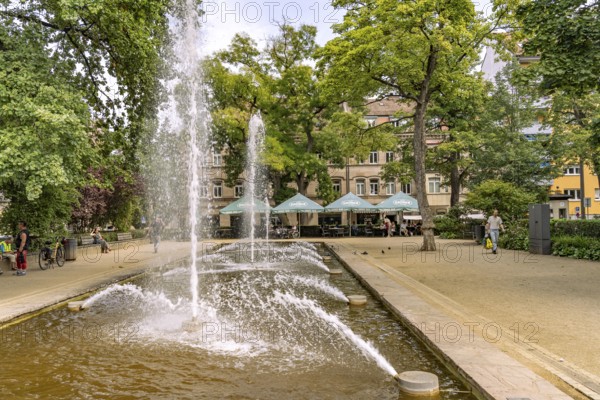 The Freiheit fountain in the Dr.-Konrad-Adenauer-Anlage in Fürth, Middle Franconia, Bavaria, Germany