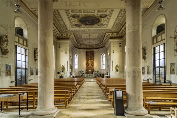 Interior of the Catholic Church of Our Lady in Fürth, Middle Franconia, Bavaria, Germany