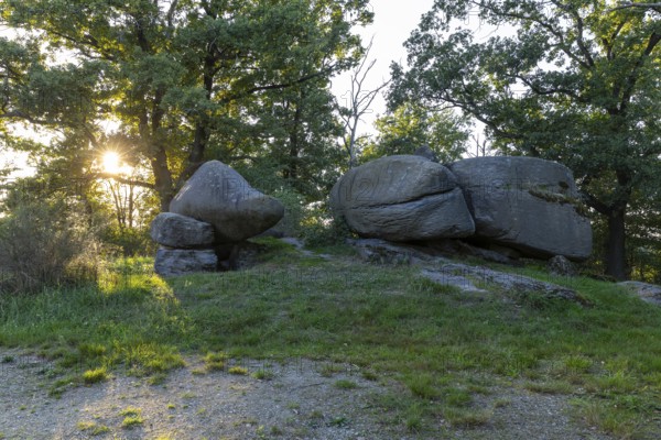Teufelsstein Pließkowitz rock formation near Bautzen, Upper Lusatia, Saxony, Germany