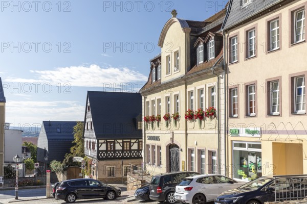 Am Altmarkt with postal goods, Hohenstein-Ernstthal, Saxony, Germany