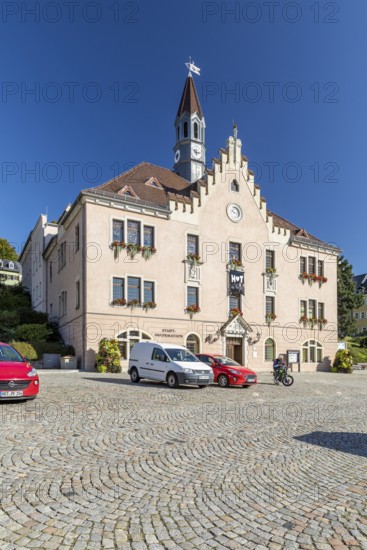 Town Hall on the Old Market Square in Hohenstein-Ernstthal, Saxony, Germany