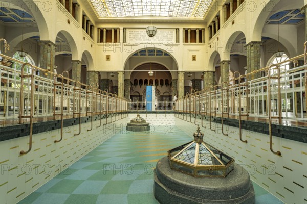The fountain hall in the Bad Kissingen state swimming pool, Lower Franconia, Bavaria, Germany