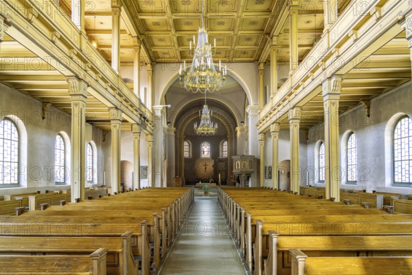 Interior of the Lutheran Church of the Redeemer in the Bad Kissingen State Bath, Lower Franconia, Bavaria, Germany