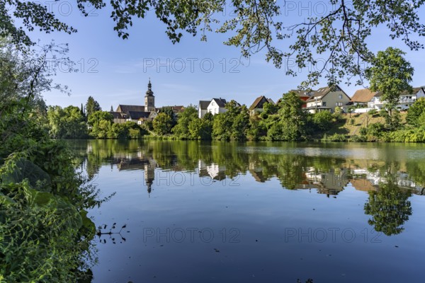Regnitz Altwasser and the Burk district in Forchheim, Upper Franconia, Bavaria, Germany