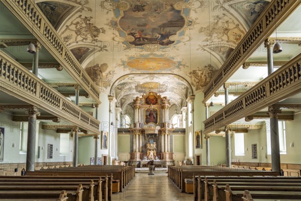 Interior of the Neustädter Church in Erlangen, Middle Franconia, Bavaria, Germany
