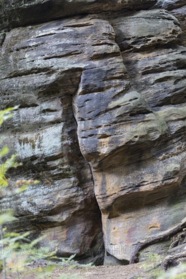 Einsiedlerstein rock formation in the Dippoldiswald Heath, Saxony, Germany