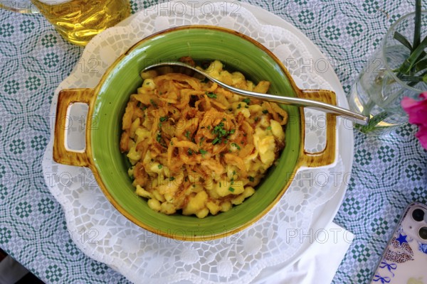 Allgäuer Kässpatzn, Food, Gasthaus zur Lime tree, Fraueninsel, Chiemsee, Chiemgau, Upper Bavaria, Bavaria, Germany