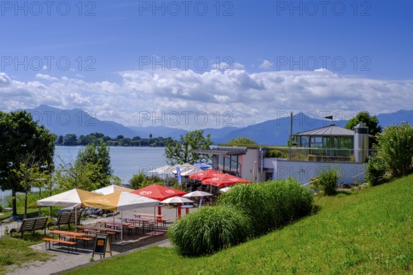 Uferpromenade, Gstadt am Chiemsee, Chiemgau, Upper Bavaria, Bavaria, Germany