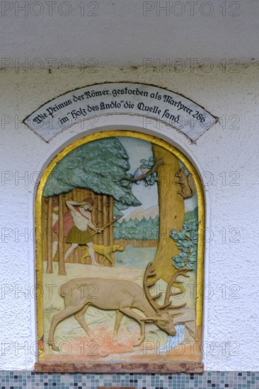 Healing spring, spring, primus spring, St. Primus, Mineralwasser, Bad Adelholzen, Chiemgau, Upper Bavaria, Bavaria, Germany