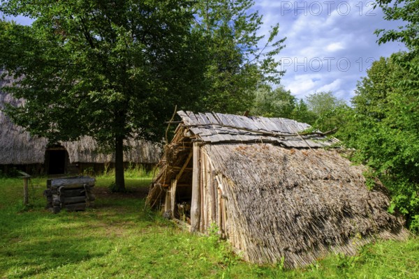 Bajuwarenhaus, Bajuwarensiedlung, Freilichtmuseum, excavation, archaeology, Kirchheim, Upper Bavaria, Bavaria, Germany