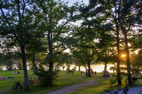 Sunset at Fonsee, Ostersee, near Iffeldorf, Upper Bavaria, Bavaria, Germany