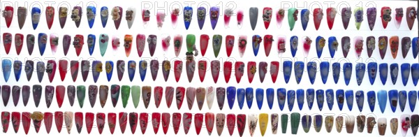 Decorated fingernails, nail art, nail art, or nail art. Nail studio advertisement, Bavaria, Germany