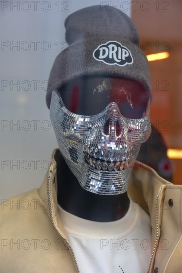 Window mannequin with silver death mask, Bavaria, Germany
