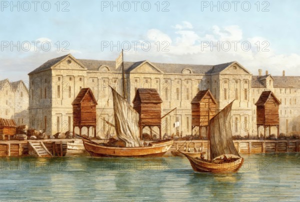 The customs port of London, England, 17th century