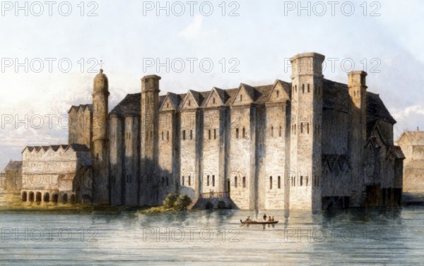 Baynard's Castle, a medieval palace, destroyed in the Great Fire of London, River Fleet and River Thames, England, 1666