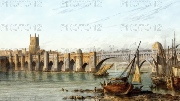 Old medieval London Bridge, London, England, UK