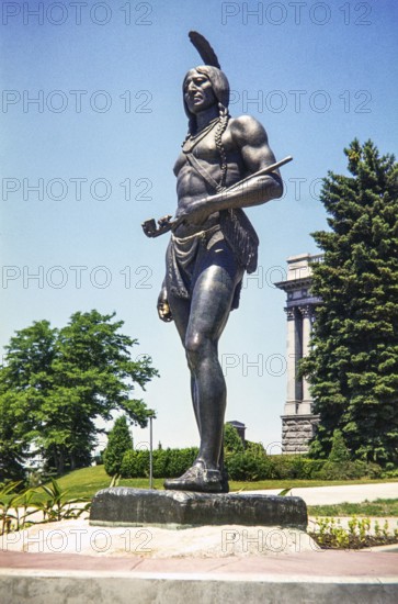 Statue sculpture of Chief Massasoit, also known as Ousamequin, in grounds of the Utah State Capitol, Salt Lake City, Utah, USA 19977 sculptor Cyrus E. Dallin