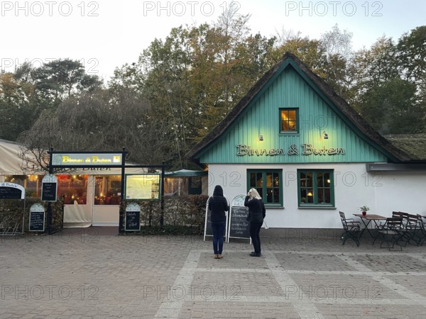 Shops in the Baltic Sea resort of Prerow, near the pier, Baltic Sea. Mvorpommersche Boddenlandschaft, Darß-Zingster Boddenkette, Baltic Sea, peninsula, nature, autumn, nature reserve, Fischland-Darß-Zingst, Mecklenburg-Western Pomerania, Germany