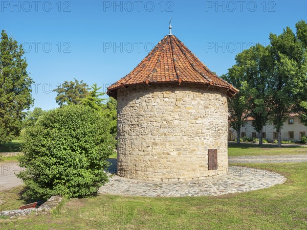 Hedersleben Abbey with dove tower, Taubenschlag, Saxony-Anhalt, Germany